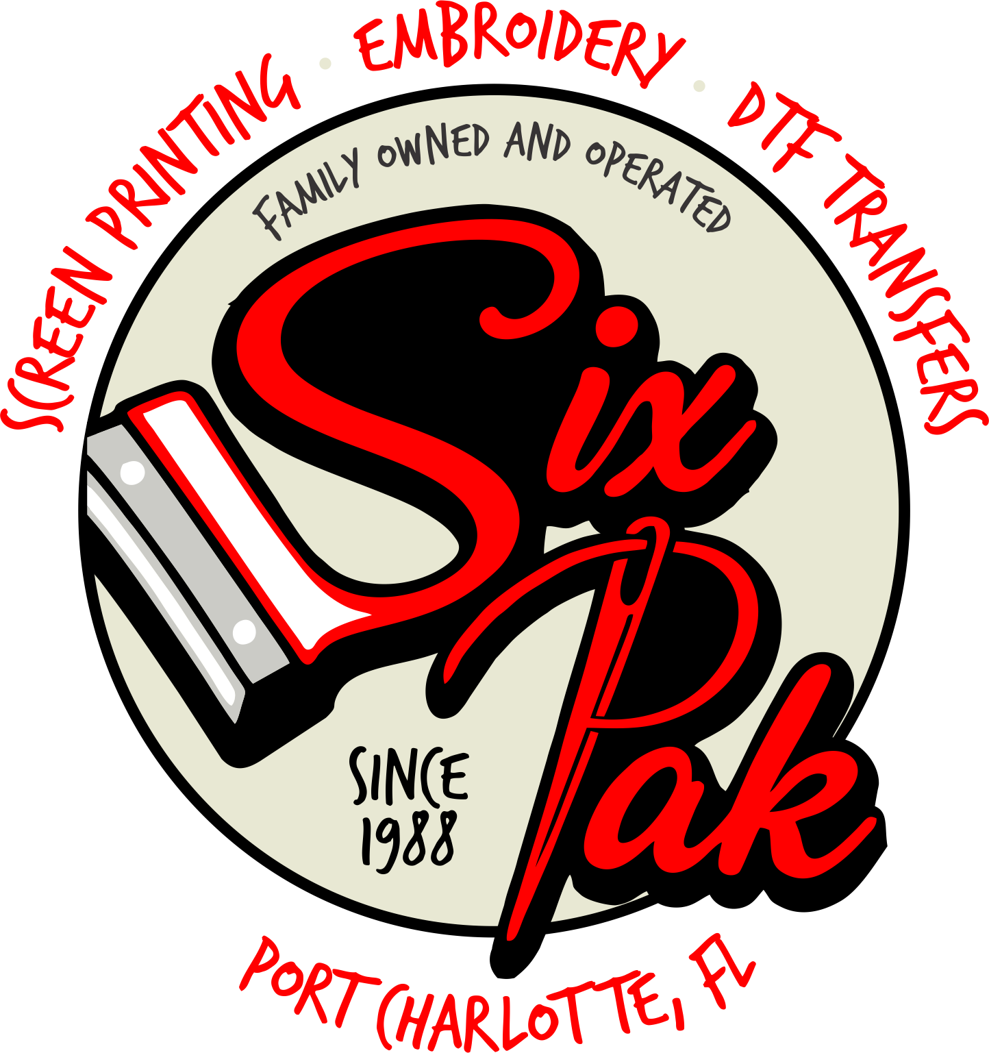 Custom Screen Printing & Embroidery in Port Charlotte, FL, Sixpak